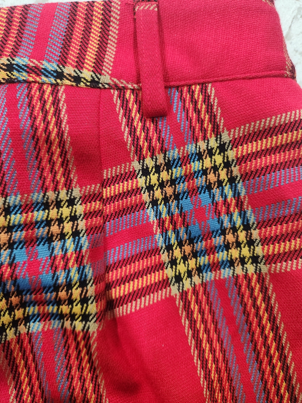 J.McLaughlin Hattie Pants Women's Plaid Jacquard Red Black Yellow Size 6 - Picture 8 of 11
